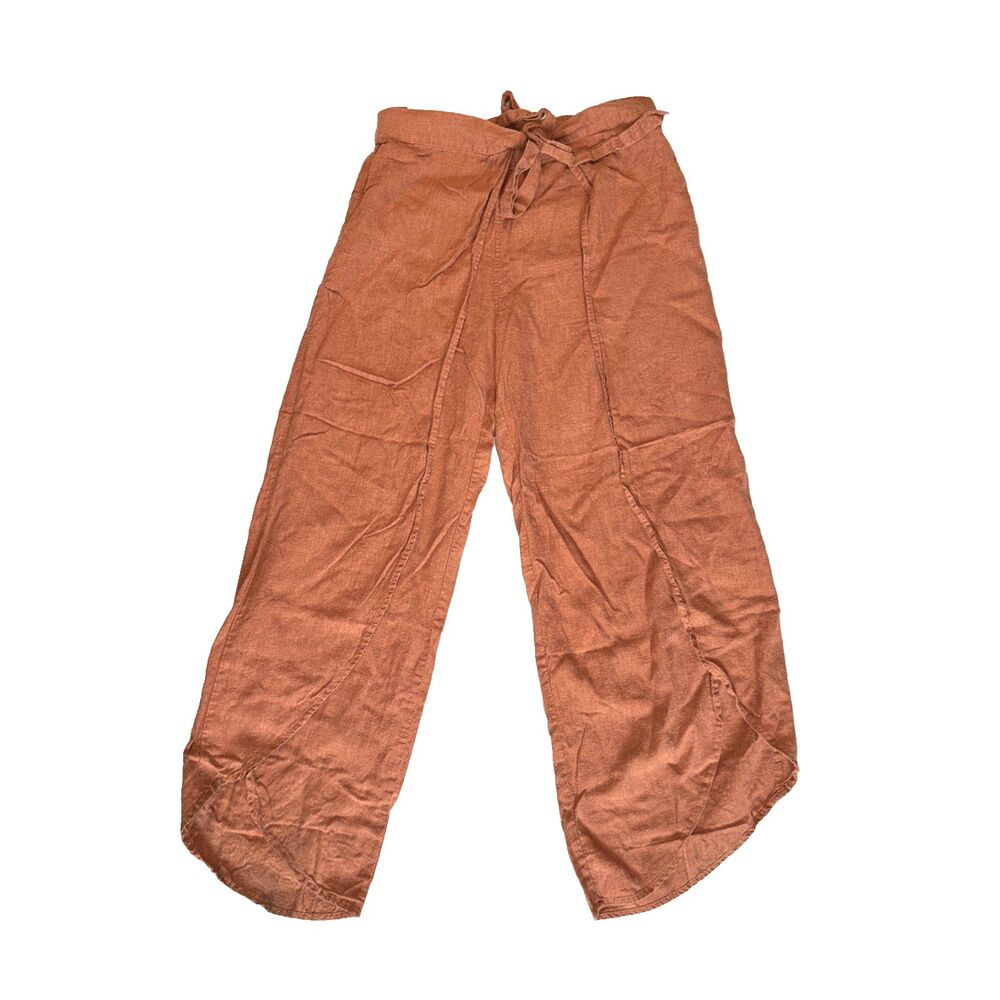 Patagonia Pants Garden Island Wide Slit Leg Linen Size M Womens Brown
